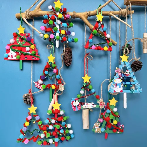 Miniatura 3 de Winlyn 27 juegos de manualidades de Navidad, manualidades de invierno, palillos de paleta, adornos de árbol de Navidad, juegos de arte, palos