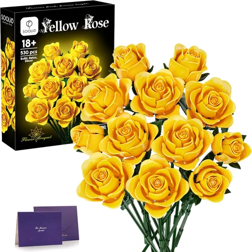 Miniatura 10 de Juego de construcción de ramo de rosas para adultos, regalos para mujeres, adolescentes, parejas, mamá, esposa, novia, colección de botánicos
