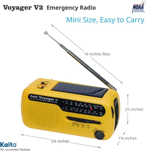Miniatura 7 de Kaito Mejor NOAA y SW Portátil Solar/Manivela de mano AM/FM, radio de emergencia meteorológica de onda corta y NOAA con cargador de teléfono celular