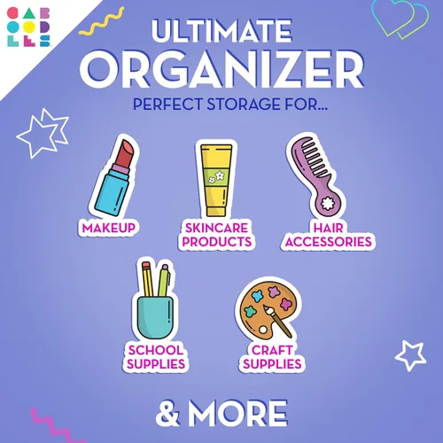 Miniatura 3 de Caboodles Caja de Maquillaje Portátil para Niñas, Lila de Dos Tonos sobre Cobalto, Caja Organizadora de Maquillaje de Plástico Duro, Espejo