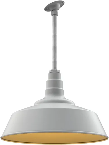 Miniatura 55 de Steel Lighting Co. Manhattan Warehouse Light Lámpara colgante montada en el techo Cúpula de 20 pulgadas Montaje al ras Luz de granero