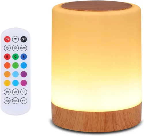 Lámpara de mesa táctil OORUN, 13 colores RGB y 5 niveles de brillo, lámpara de escritorio recargable por USB, lámpara de noche regulable con control