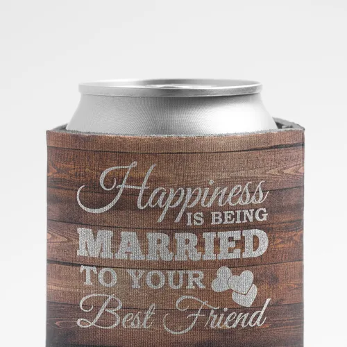 Miniatura 4 de VictoryStore Enfriadores de latas y bebidas: la felicidad es estar casado con tu mejor amigo Enfriadores de latas de boda