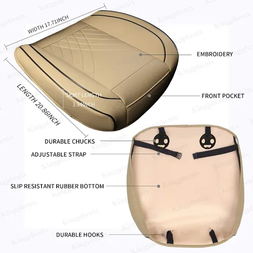 Miniatura 4 de kingphenix Funda de asiento de coche: fácil de instalar, se adapta a la mayoría de automóviles, furgonetas, camiones y SUV, color beige