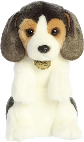 Aurora Adorable animal de peluche Miyoni Tots Sitting Pretty Beagle – Detalles realistas que hacen un compañero apreciado – Perfecto para decorar