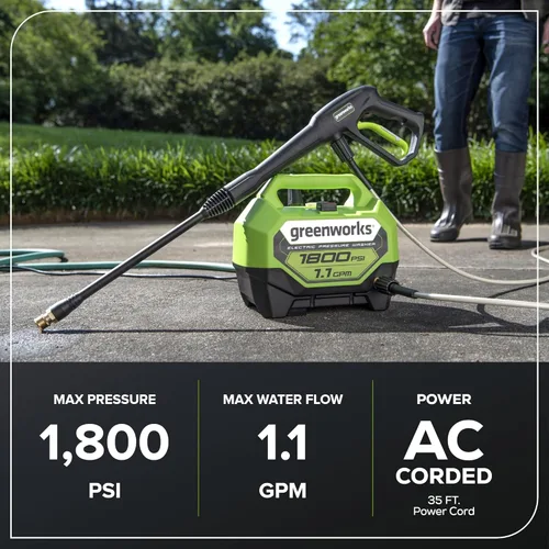 Miniatura 4 de Greenworks Lavadora a presión eléctrica de 1800 PSI (1.1 GPM) con certificación PWMA