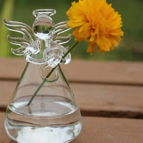 Miniatura 4 de Jarrones de cristal con diseño de ángel para plantas y terrarios, florero colgante para decoración de boda, adornos de jardín, maceta colgante