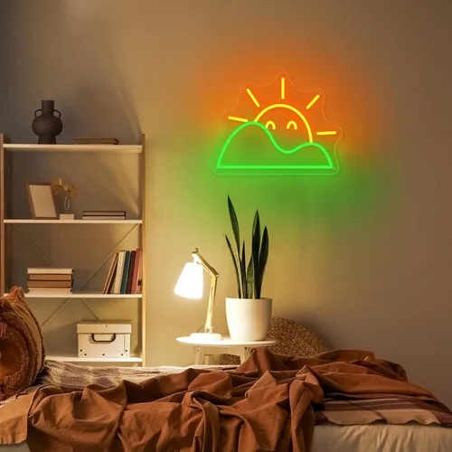 Miniatura 20 de Letrero de neón de baloncesto, 9.84 x 9.84 pulgadas, luz de neón LED de baloncesto, alimentado por USB con interruptor regulable, letrero LED