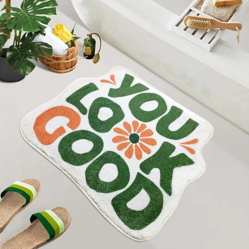 Miniatura 10 de SHIYUE You Look Good - Alfombra de baño divertida y bonita alfombra de baño con diseño de calabaza de otoño, suave, absorbente de agua