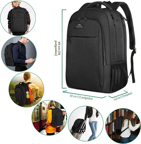 Miniatura 5 de MATEIN - Mochila empresarial para laptop de 15.6 pulgadas, mochila de viaje con puerto de carga USB, resistente al agua, para trabajo, universidad