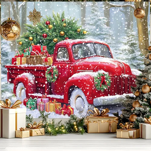Miniatura 12 de BlissYard Pancarta de Fondo de Navidad de 8 x 6 pies Papá Noel Trineo Reno Feliz Navidad Árbol Muñeco de Nieve Regalos País de las Maravillas