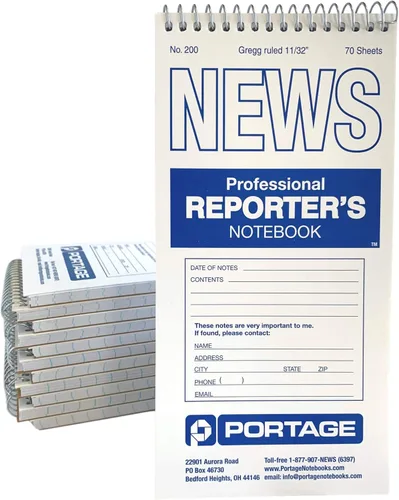 Miniatura 3 de Cuaderno del Portage Reporter, # 200 Gregg de rayas, 70 hojas, 4" x 8", Blanco