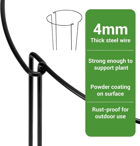 Miniatura 4 de Kikhope Estacas de soporte para plantas, paquete de 8 estacas de metal para jardín, jaula de soporte de peonía semicircular, soporte de bordes