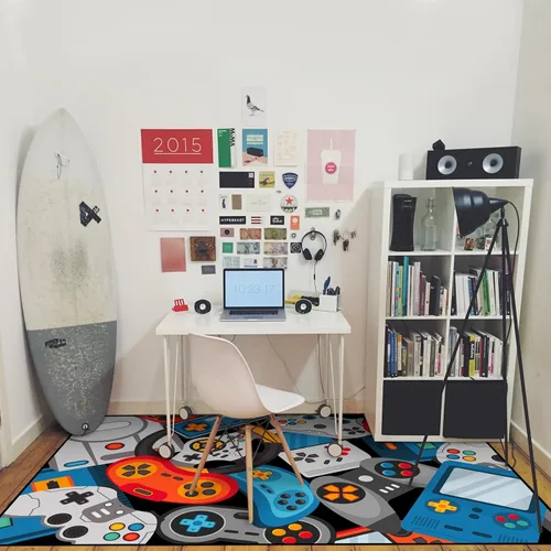 Miniatura 8 de Alfombra de Área de Juegos Alfombra para Adolescentes Varones, Alfombras de Juegos 3D Tapete de Controlador Gamepad para Dormitorios de Niños