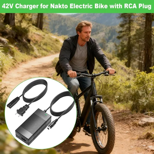 Miniatura 2 de Cargador de 42 V para batería de iones de litio Nakto de 36 V con enchufe RCA compatible con cable adaptador de alimentación de batería Nakto de 36 V