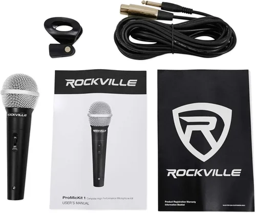 Miniatura 3 de Rockville Wired Pro Mic Kit 1 - Micrófono de metal de gama alta+soporte para micrófono+bolsa de transporte+cable, negro