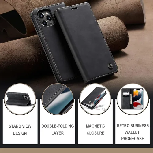 Miniatura 2 de SINIANL Funda de cuero para iPhone 13 Pro, cartera para iPhone 13 Pro, funda plegable con tapa y función atril magnética, funda protectora Negro