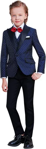 ELPA ELPA Traje de esmoquin para niños, esmoquin floral ajustado para niños, esmoquin formal para graduación, Halloween, fiesta de Navidad