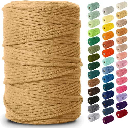Miniatura 168 de Nook Theory - Cuerda de macramé de 3 mm, 220 yardas de cuerda de algodón, hilo de 4 mm y 5 mm, cuerda para manualidades, perfecta para colgantes