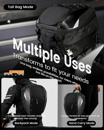 Miniatura 3 de Bolsa de asiento para motocicleta, doble uso, impermeable, bolsa de almacenamiento, bolsa para guardar el casco