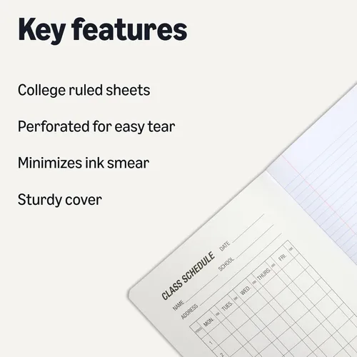 Miniatura 2 de Amazon Basics Cuaderno de composición, rayas universitarias, 100 hojas, 9.75 x 7.5 pulgadas, 1 paquete, mármol negro
