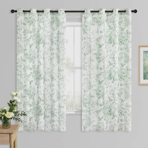 Miniatura 20 de Beauoop - Cortinas florales 100% blackout, de 84 pulgadas de largo, 2 paneles, para dormitorio, sala de estar, azul marino y blanco