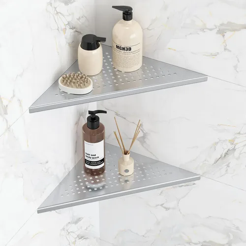 Miniatura 15 de Qeke Estante de Esquina para Baño, Estante de Ducha Empotrado de 10" Organizador, Estante de Acero Inoxidable SUS304 Montaje en Pared Triangular