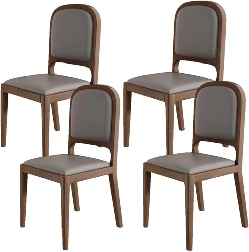 Miniatura 33 de Leather Seat Dining Room Chair with Back, Wooden Dining Chairs Set Kitchen Chair, Dining Room Chairs Armless Seat for Kitchen Living Room Black+khaki