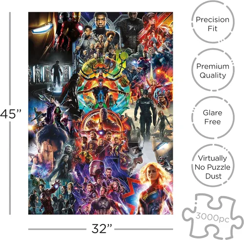 Miniatura 2 de Aquarius Marvel Avengers Collage (rompecabezas de 3000 piezas) – Sin deslumbramiento – Ajuste de precisión – Mercancía y coleccionables con licencia