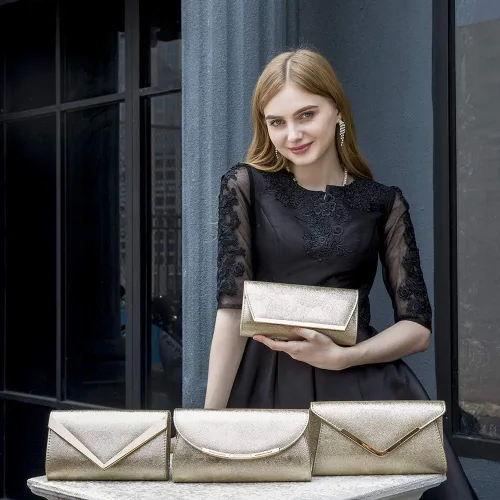 Miniatura 2 de BENCOMOM Women gold clutch Purses Formal Evening Bags Wedding Party Dressy Handbags Bridal Prom shoulder bag with chain