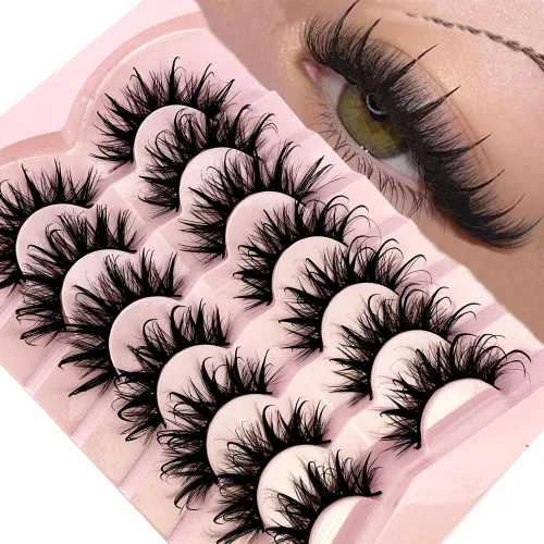 Miniatura 2 de 7 pares de pestañas de ojo de gato, pestañas postizas naturales 3D, pestañas postizas 5D esponjosas y suaves cruzadas, pestañas de manga cruzadas