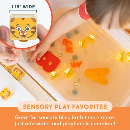 Miniatura 4 de Glo Pals x Daniel Tiger's Neighborhood - Juguete de baño activado por agua con 4 cubos reutilizables iluminados para juegos sensoriales (solo cubos)