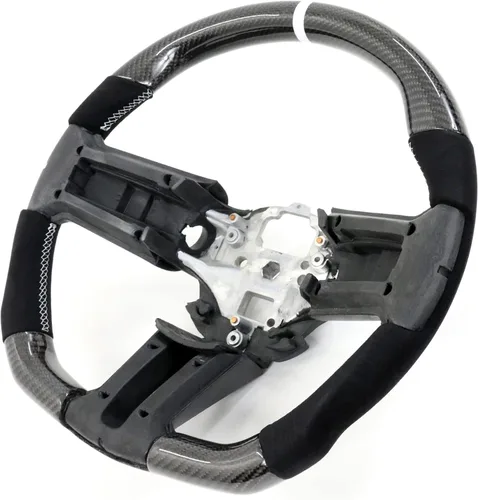 Miniatura 21 de IKON MOTORSPORTS, Volante compatible con Ford Mustang 2010-2014, Kit de reemplazo de cuerpo de volante en fibra de carbono y cuero con costura azul