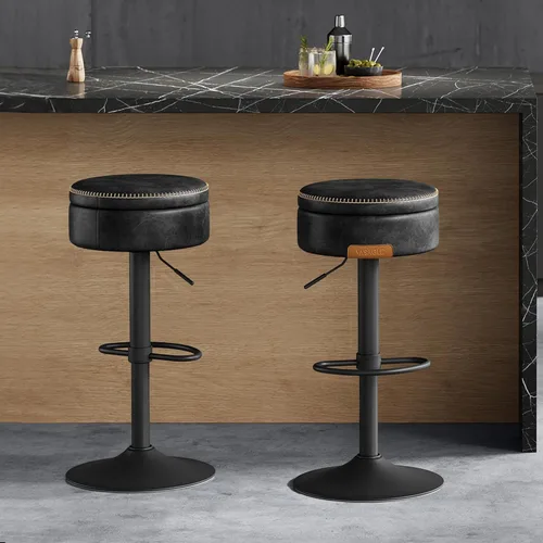 Miniatura 9 de VASAGLE Colección EKHO Taburete de bar giratorio de 360°, taburete de bar ajustable en altura con almacenamiento, cuero sintético con costuras