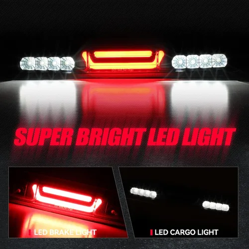 Miniatura 4 de Auto Dynasty Barra LED 3D de montaje alto, luz de freno de tercera cola negra, lámpara de carga compatible con Chevy Silverado GMC Sierra 99-07