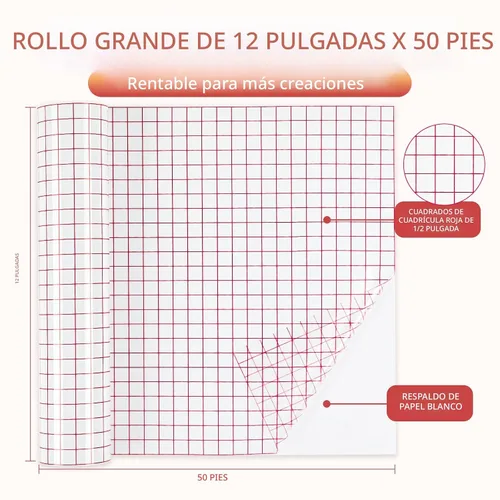Miniatura 3 de YRYM HT Rollo de cinta de papel de transferencia de vinilo transparente - 12 x 50 pies con rejilla de alineación Cinta de aplicación para Silhouette