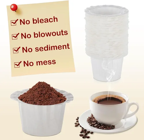 Miniatura 4 de Filtros de café de papel desechables, filtros de papel Keurig K Cup para Keurig individuales tazas reutilizables, cápsulas de café K-Cup, se adaptan