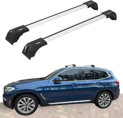 ERKUL Barras transversales de techo de 220 libras para BMW X3 G01 2018-2024 | Barras transversales de aluminio con bloqueo antirrobo para techo |