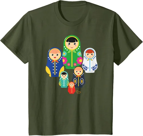 Miniatura 10 de Matryoshka Russian Nesting Dolls, Rusia - Camiseta de regalo, Azul / Patchwork, S