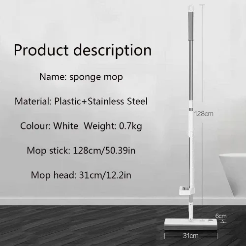 Miniatura 7 de JINYISI Trapeador, trapeador de piso, fregona de madera dura, fregona de esponja, fregona fácil de apretar, trapeadores para limpieza de pisos