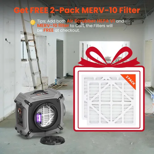 Miniatura 3 de Abestorm Depurador de aire con prefiltro MERV-10, filtro HEPA/carbón activado para uso comercial/industrial, máquina de aire negativo apilable