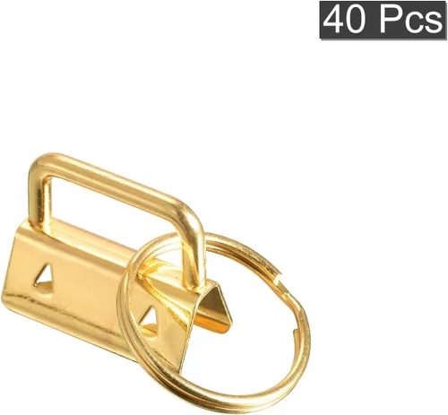 Miniatura 3 de uxcell 40 piezas de accesorios para llavero de 1.024 in/1 pulgada con llavero para correas de bolsa, pulseras, cordones, dorado oscuro