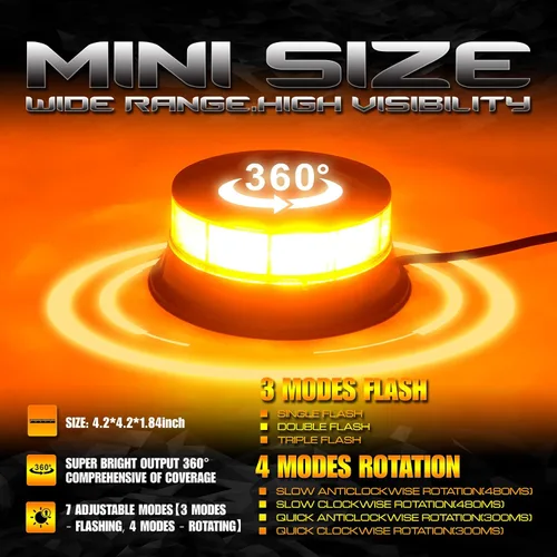 Miniatura 2 de DAYSEN Luz estroboscópica LED ámbar, luces de emergencia intermitentes de 4.2 pulgadas, montaje permanente, luz de advertencia de seguridad