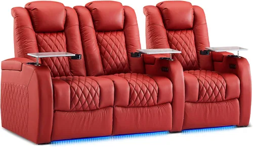 Miniatura 58 de Weilianda Asientos de Cine en Casa de Cuero de Grano Superior Silla Reclinable con Reposacabezas Eléctrico y Reclinación Asientos de Película Sofá
