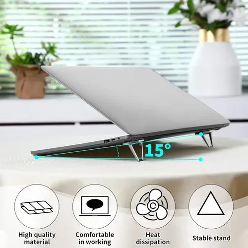 Miniatura 6 de Konohan 4 piezas de soporte portátil para teclado y laptop, mini elevador de teclado de aluminio, plegable y refrigerante, elevador ligero ajustable