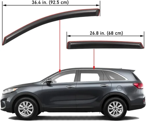Miniatura 2 de Lightronic Visera de ventana de ventilación automática con clip en canal extra duradero, compatible con Kia Sorento 2016-2020, protección UV