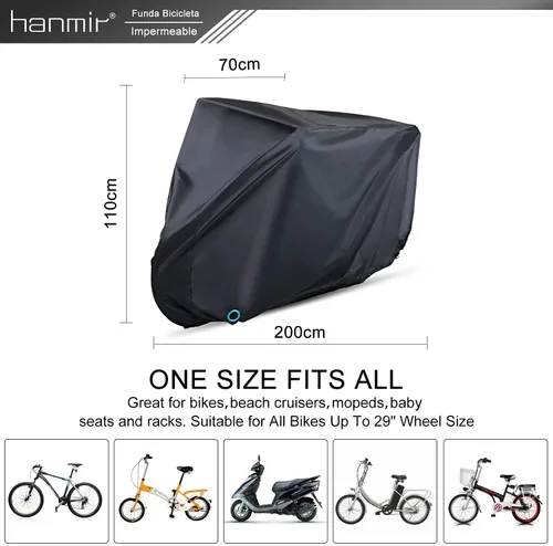 Miniatura 2 de Cubierta para bicicleta, cubierta impermeable para bicicleta al aire libre con agujero de bloqueo para bicicletas de montaña y de carretera