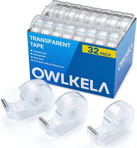Miniatura 11 de OWLKELA 8 Pack Clear Tapes and Refillable Dispensers, 0.7" x 28 yds per roll, Transparent Tape Refills, Office Tape with Dispenser for Home, School