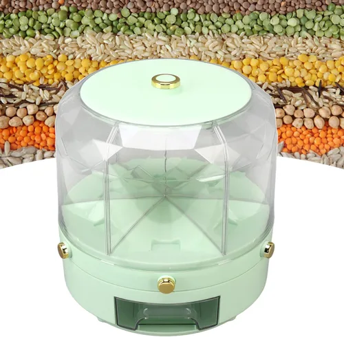 Miniatura 4 de Contenedor de almacenamiento de arroz y granos, dispensador de 13.2 lbs de capacidad, contenedor de almacenamiento de alimentos giratorio 360, caja