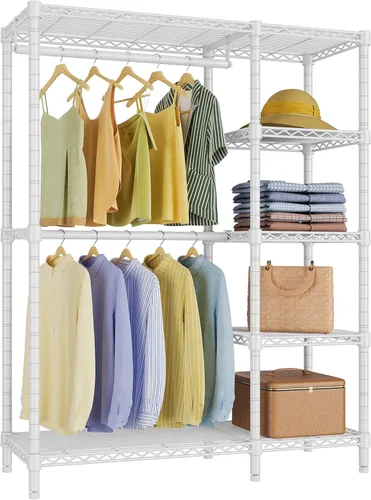 Miniatura 10 de VIPEK V7C - Percheros de ropa con cubierta, portátiles, para colgar ropa, perchero resistente para ropa con estantes, armario de metal, con Estante